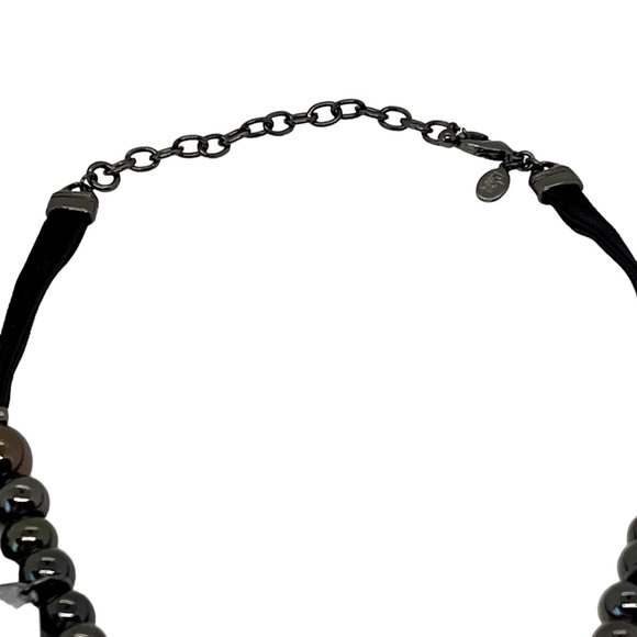 VINTAGE Joan Rivers Signed Blue Gray Statement Necklace Multi-Strand Teardrop - Picture 10 of 14